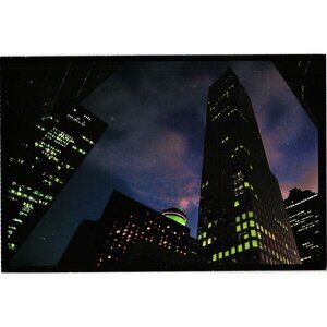 Texas Travel Guide Promotional Postcard Vibrant Cityscape Night View Collectible